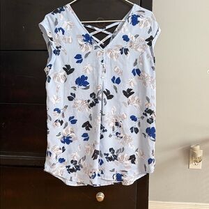 Point Zero Pale Blue Floral Crisscross V-Neck Camisole